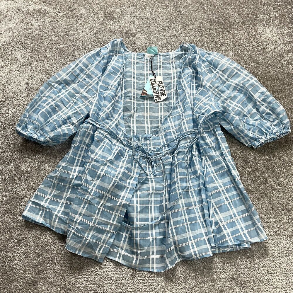 Future Collective Gabriella Karefa-Johnson Wrapped Top Womens 4xL Blue NWT New